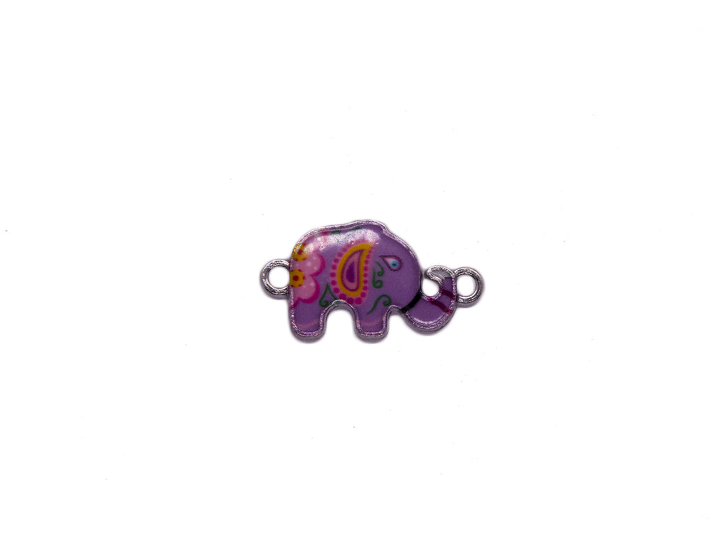 Purple Multicolour Elephant Shaped Metal Charms