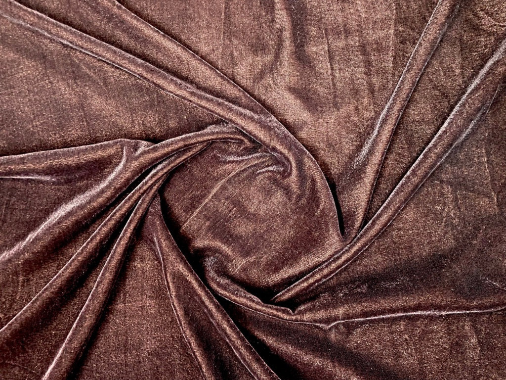 Dark Brown Plain Viscose Micro Velvet Fabric