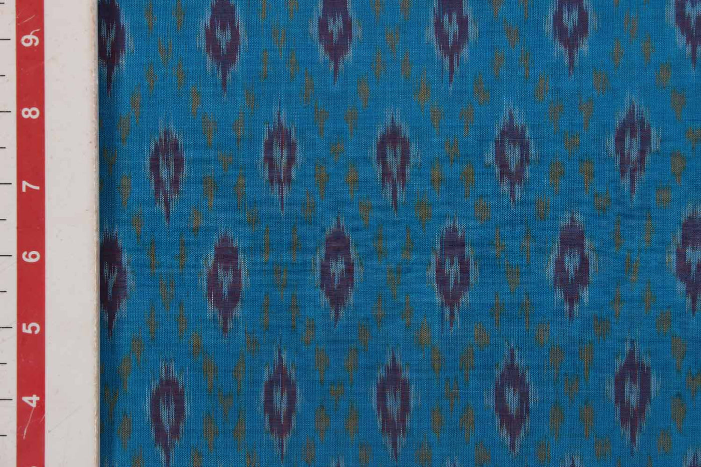 Light Blue Cotton Silk Ikat Fabric