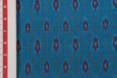 Light Blue Cotton Silk Ikat Fabric