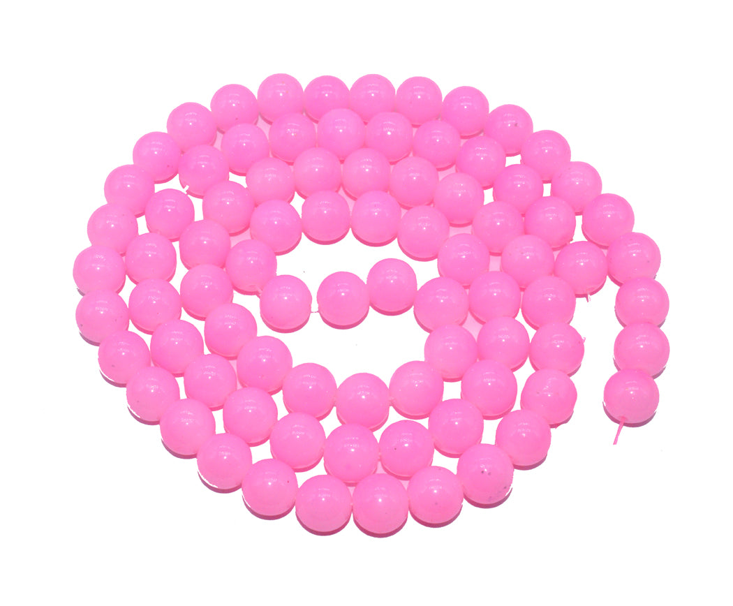 Light Pink Round Painted Glass Beads