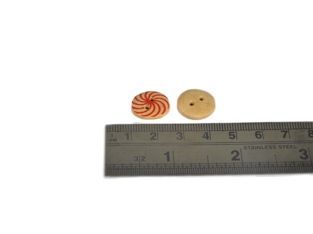 Orange Spiral Printed 2 Hole Wooden Buttons