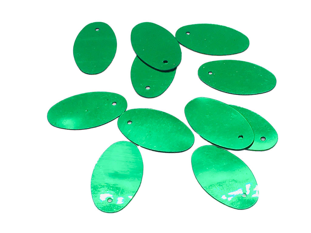 Dark Green Oval 1 Hole Plastic Sequins