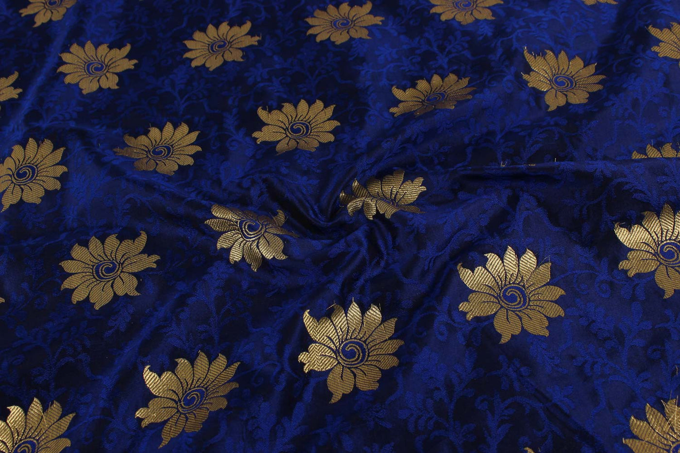 Blue Silk Brocade Fabric 1