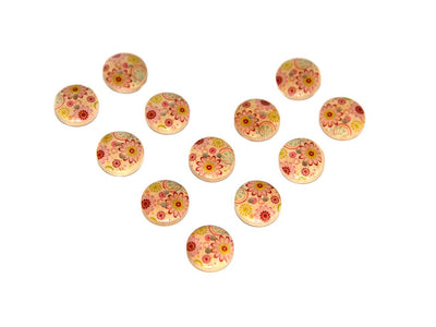 Maroon Green Floral Printed 2 Hole Wooden Buttons