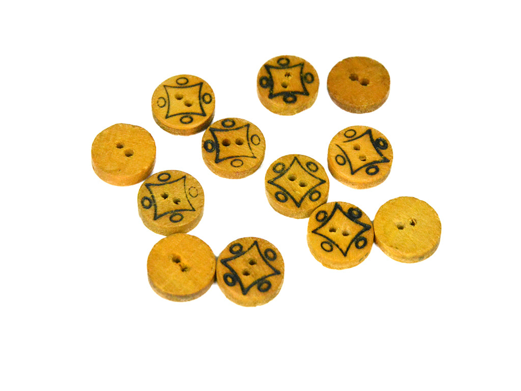 Geometrical Design Printed 2 Hole Wooden Buttons 4