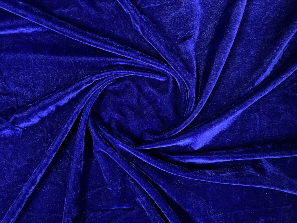 Royal Blue Plain Viscose Micro Velvet Fabric