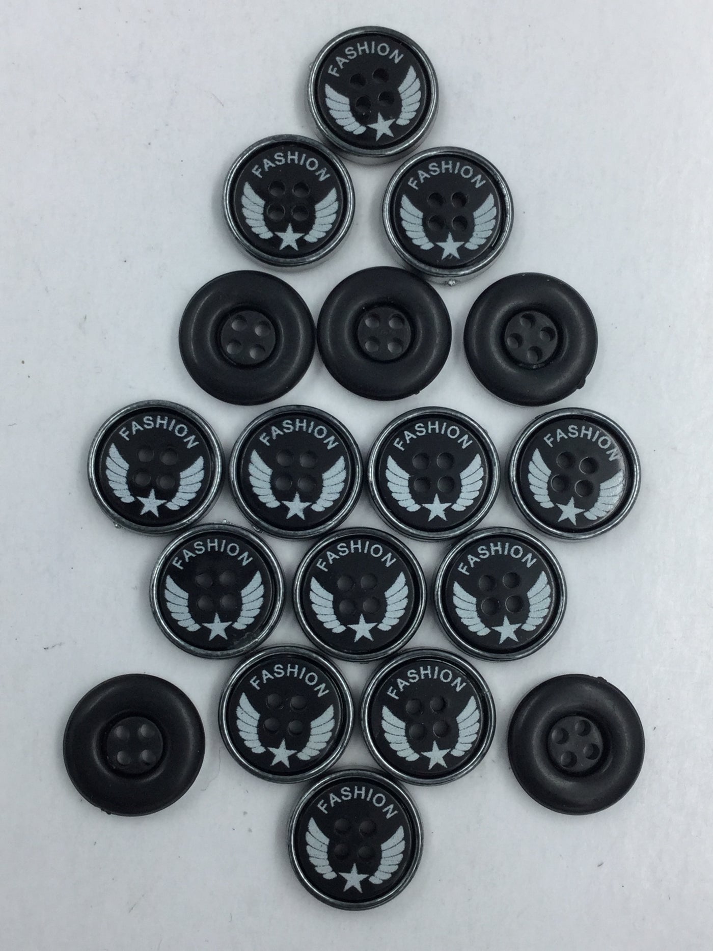 Black 4 Hole Plastic Buttons For Shirt