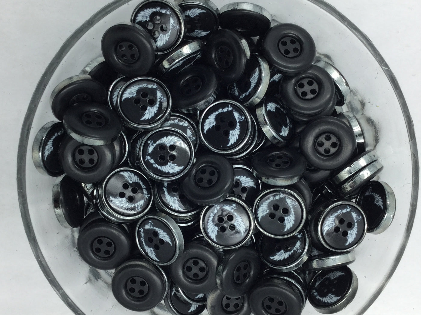 Black 4 Hole Plastic Buttons For Shirt