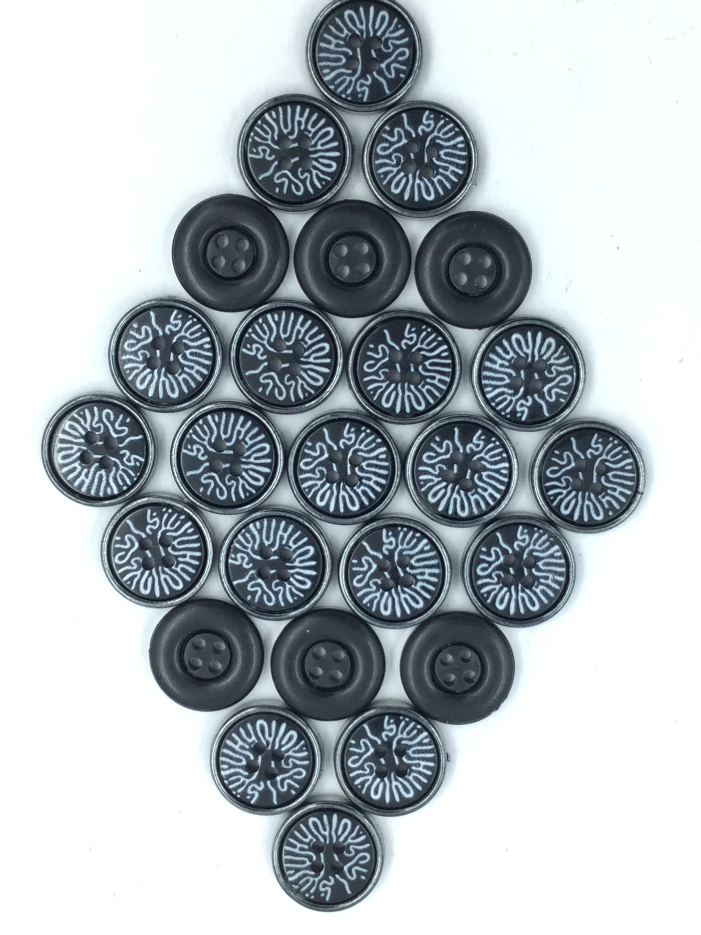 Black Plastic Buttons 4 Hole  For Shirt