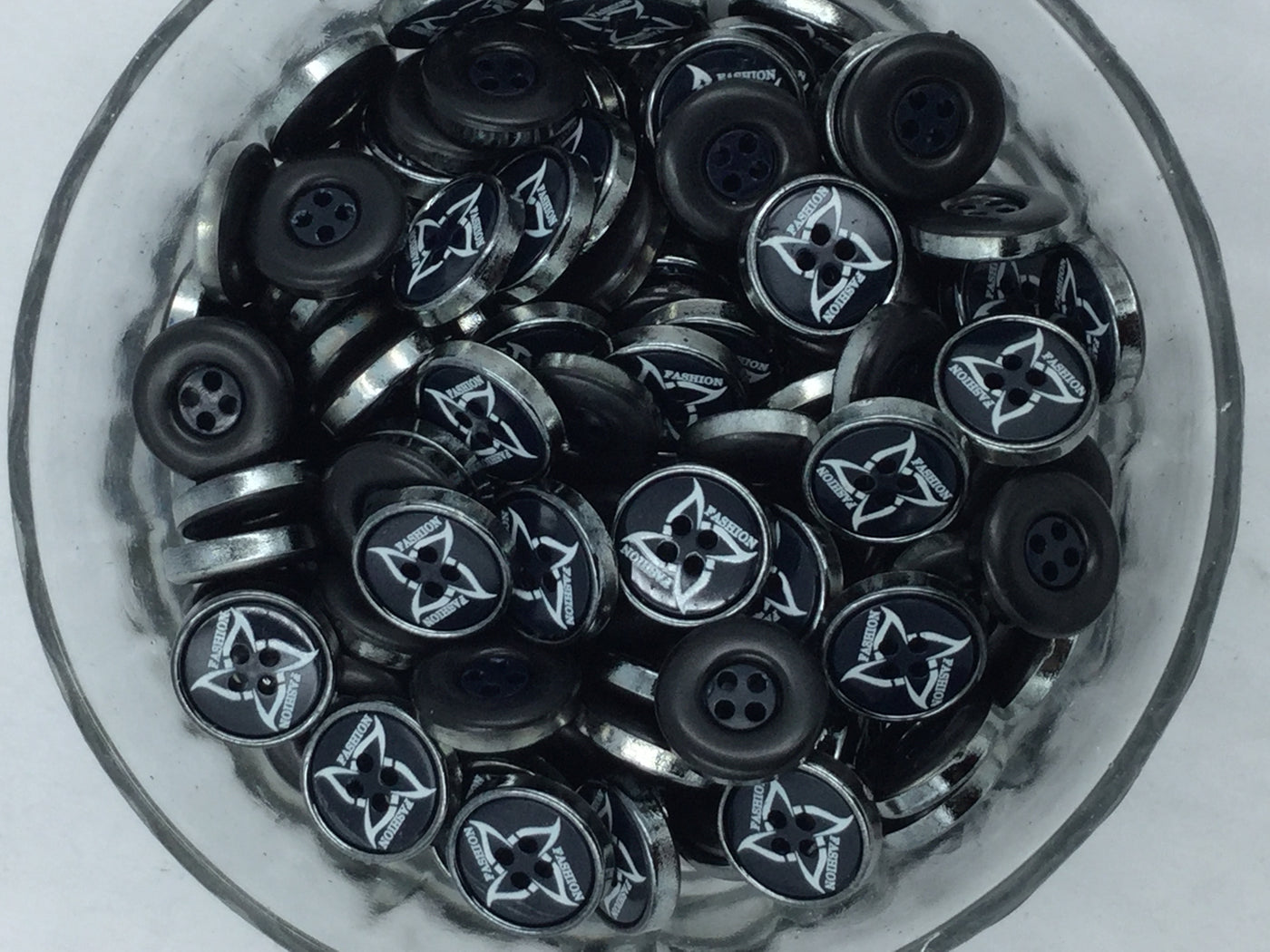 Black Circular 4-Hole Plastic Shirt Buttons