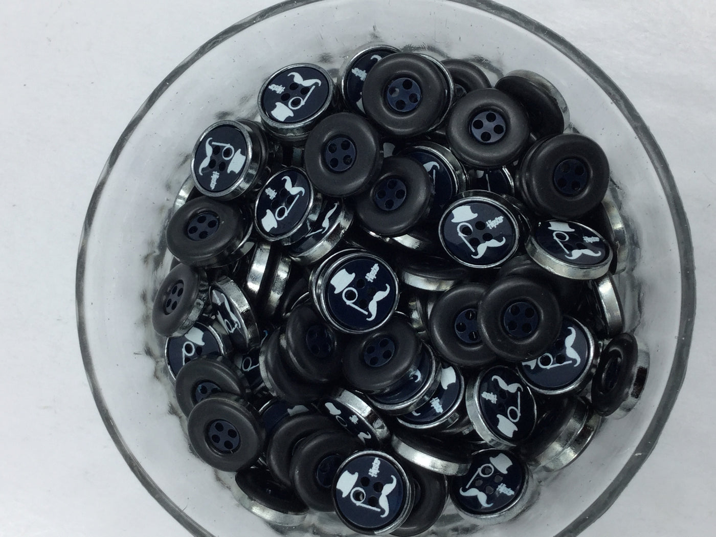 Black Circular Plastic Shirt Buttons