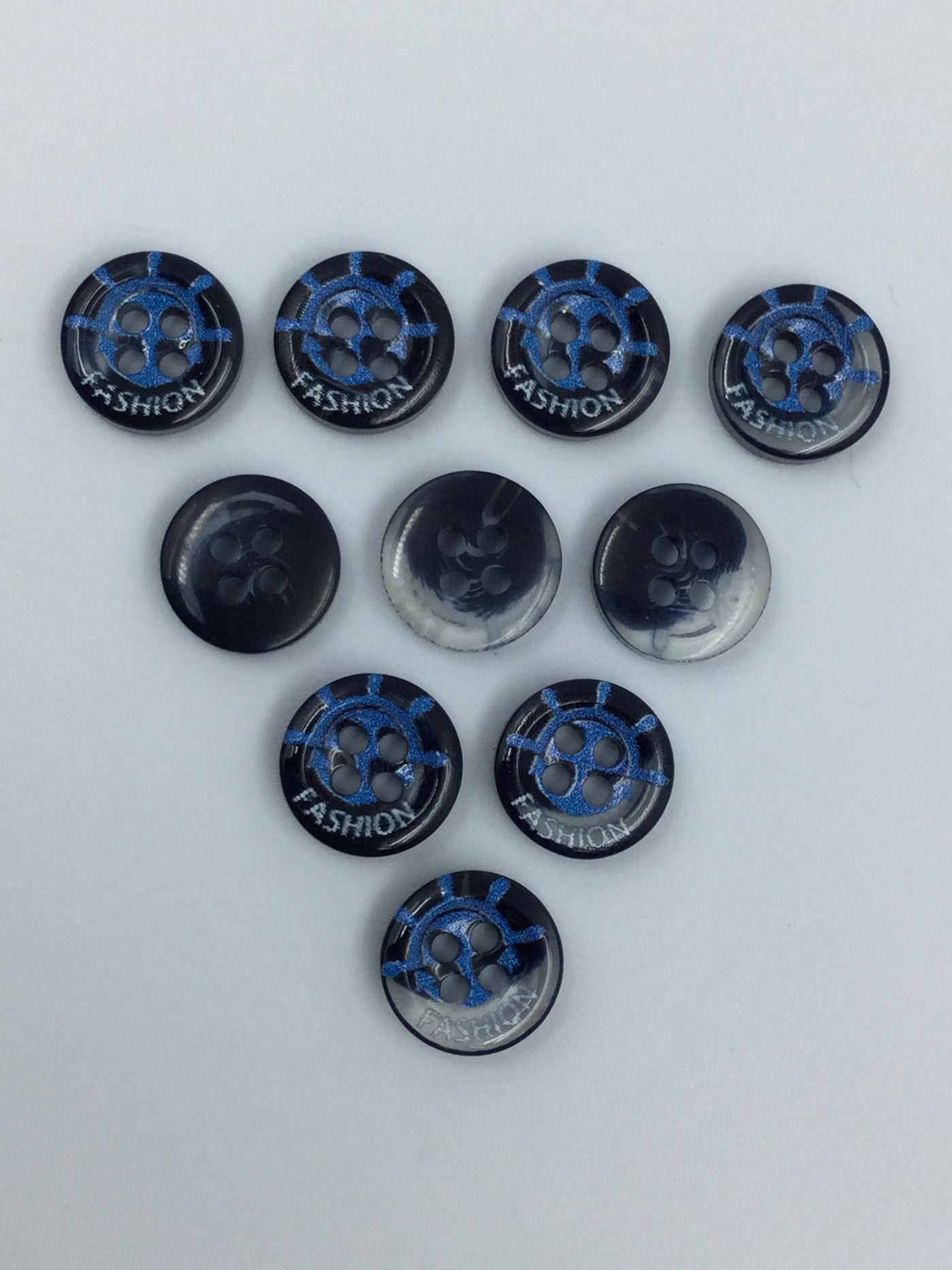 Black & Blue 4 Hole Plastic Buttons