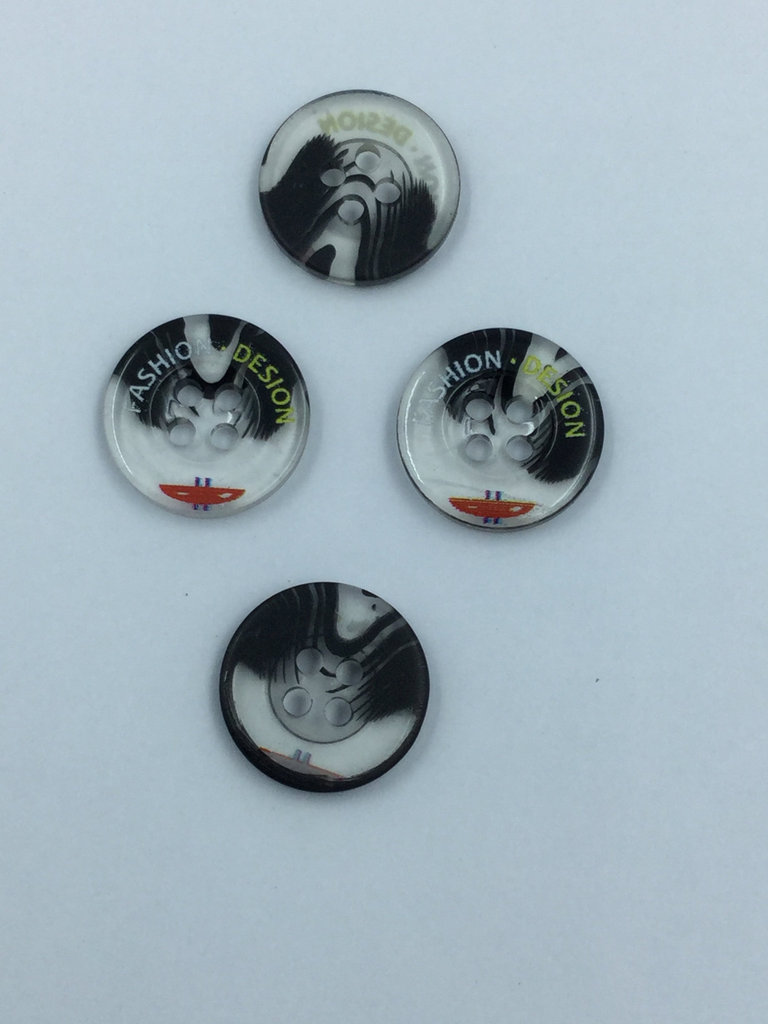 Black & White 4 hole Transparent Plastic Buttons