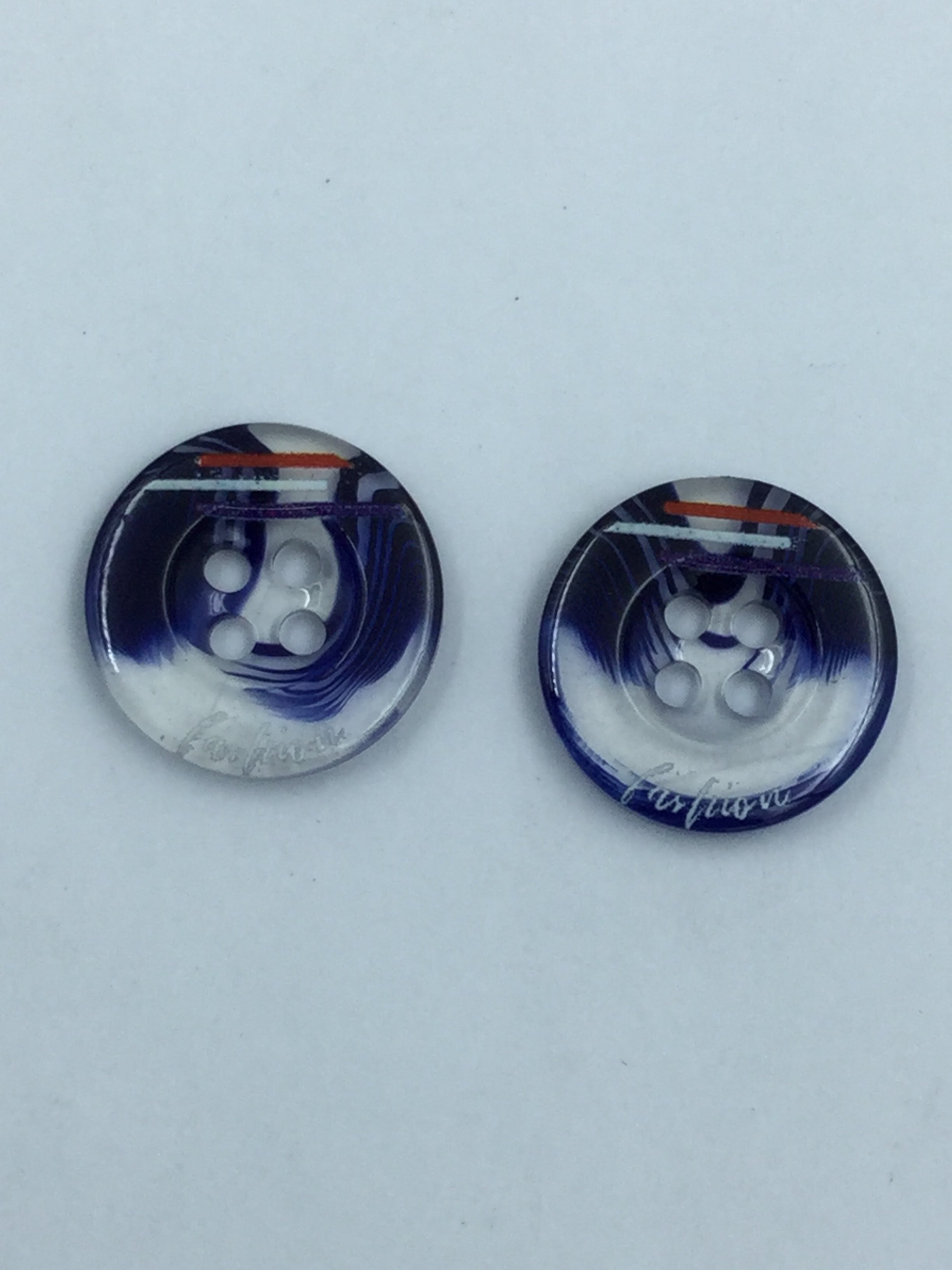 Blue 4 hole plastic buttons