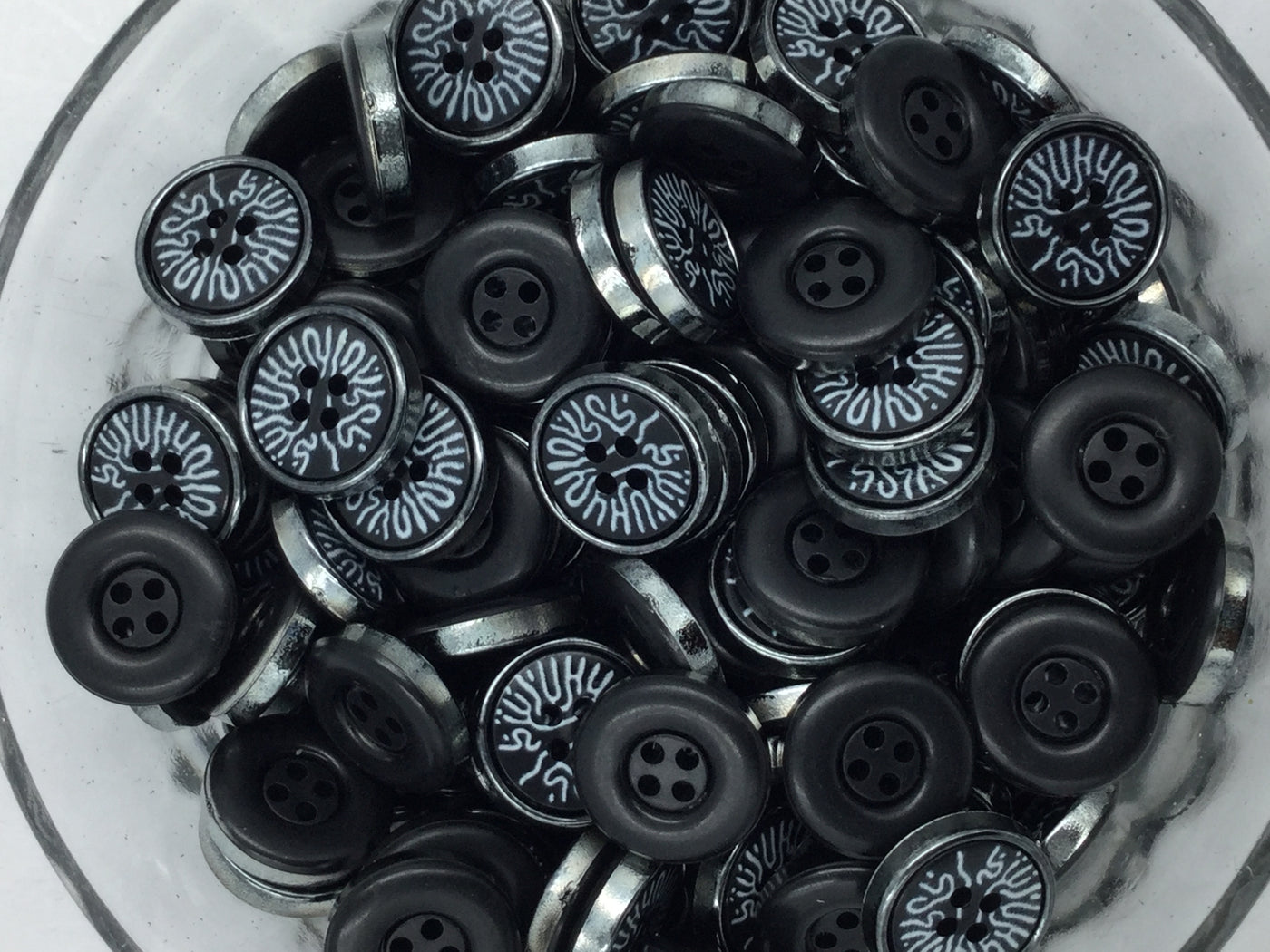 Black 4 Hole Plastic Buttons For Shirt