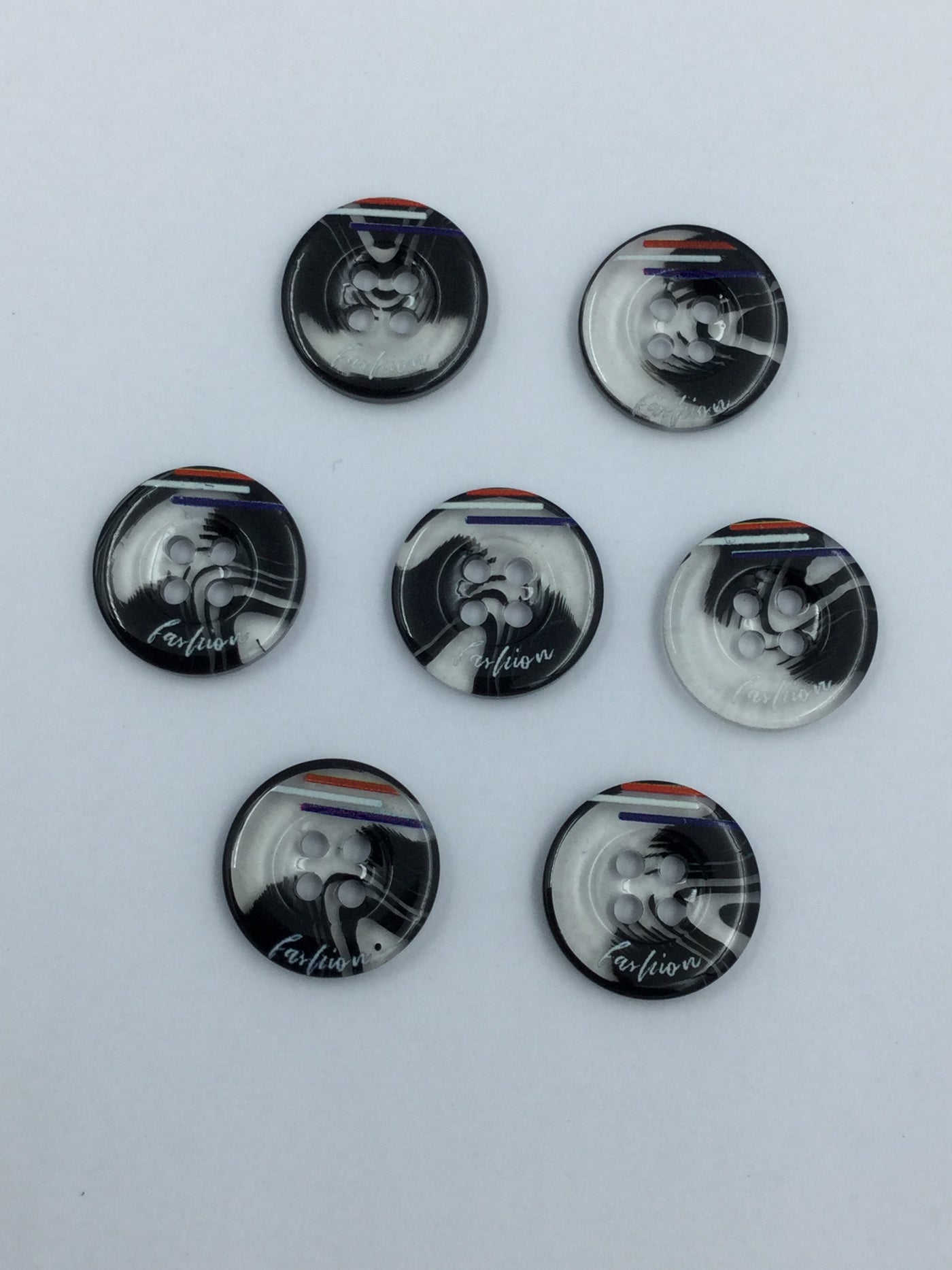 Black White 4-Hole Circular Plastic Shirt Buttons