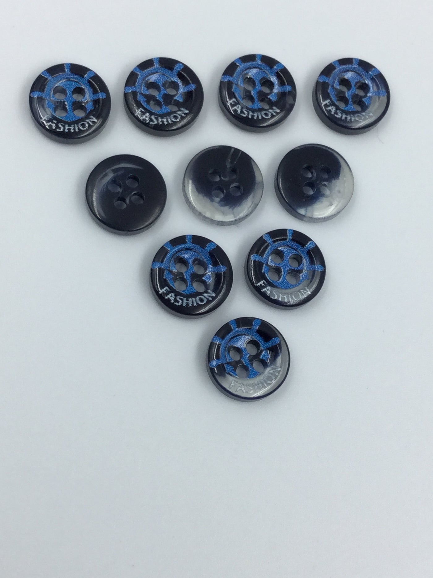 Black and Blue 4 Hole Plastic Buttons