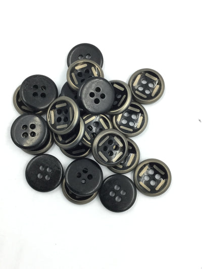 Black With Different Line 4 Hole Shirt Button