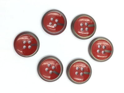 Red 4-Hole Circular Plastic Shirt Buttons