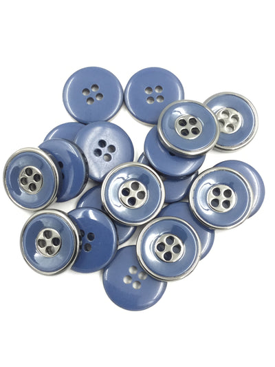 Blue 4-Hole Circular Plastic Shirt Buttons