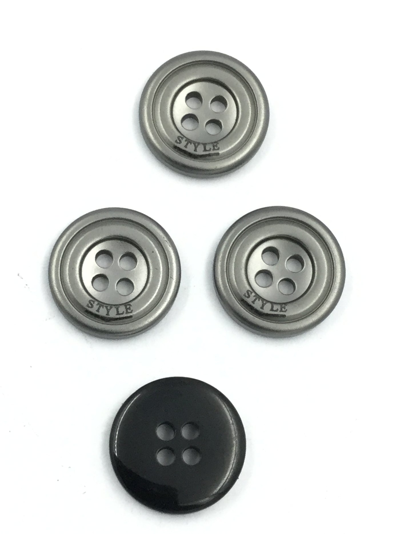 Silver 4 hole plastic buttons