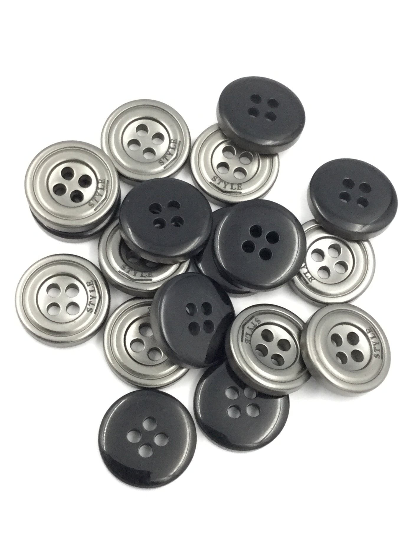 Ash 4-Hole Circular Plastic Shirt Buttons