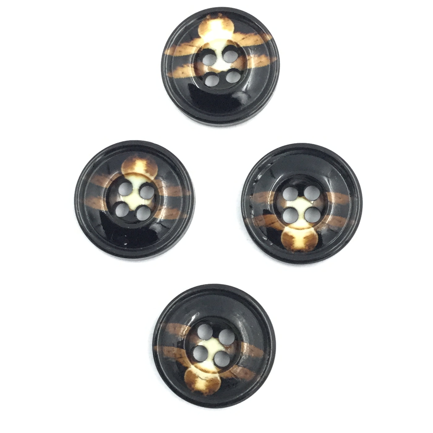 Black 4-Hole Circular Plastic Shirt Buttons