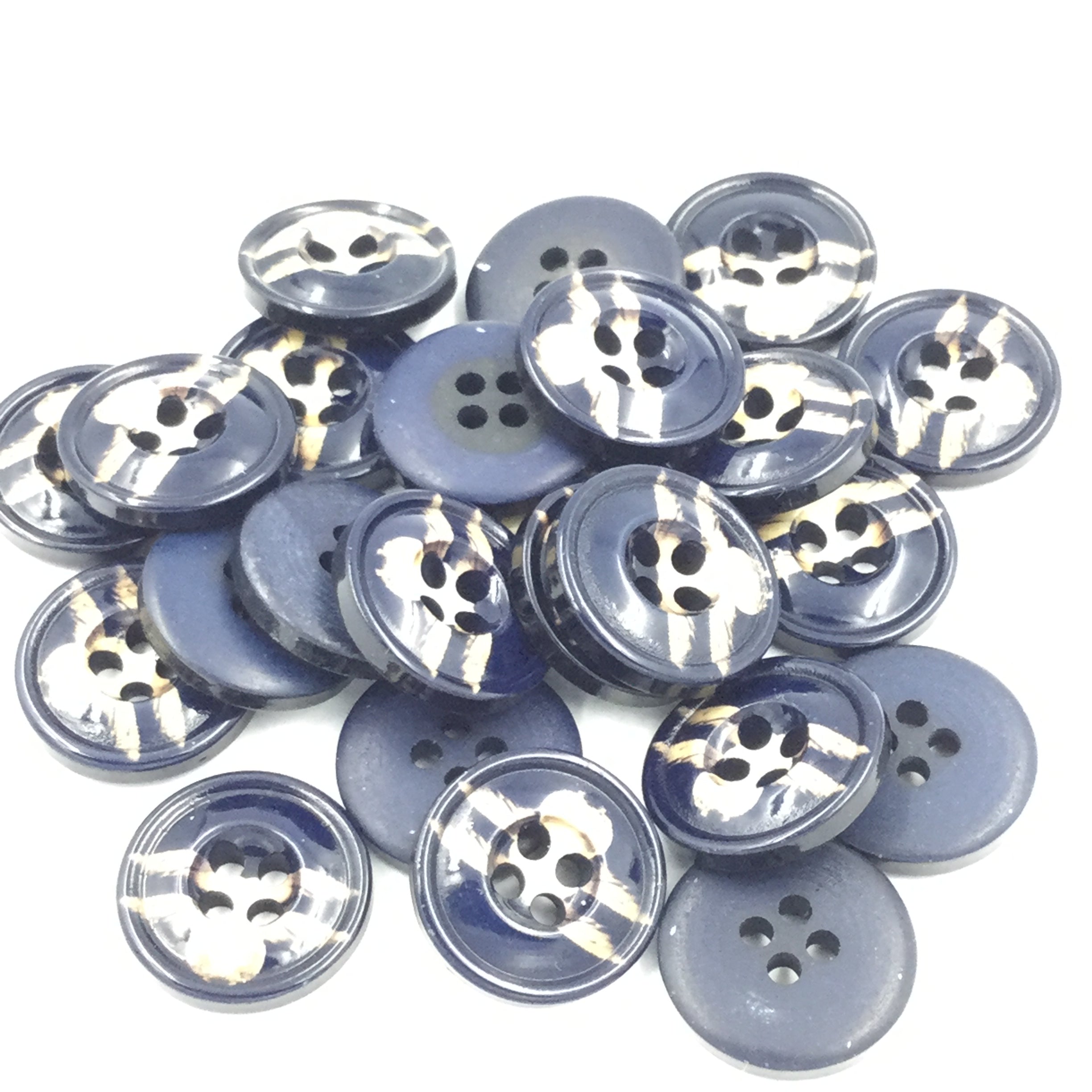 4 Shoulder Buttons Navy Blue 4 Hole With Unique Design Shirt Button