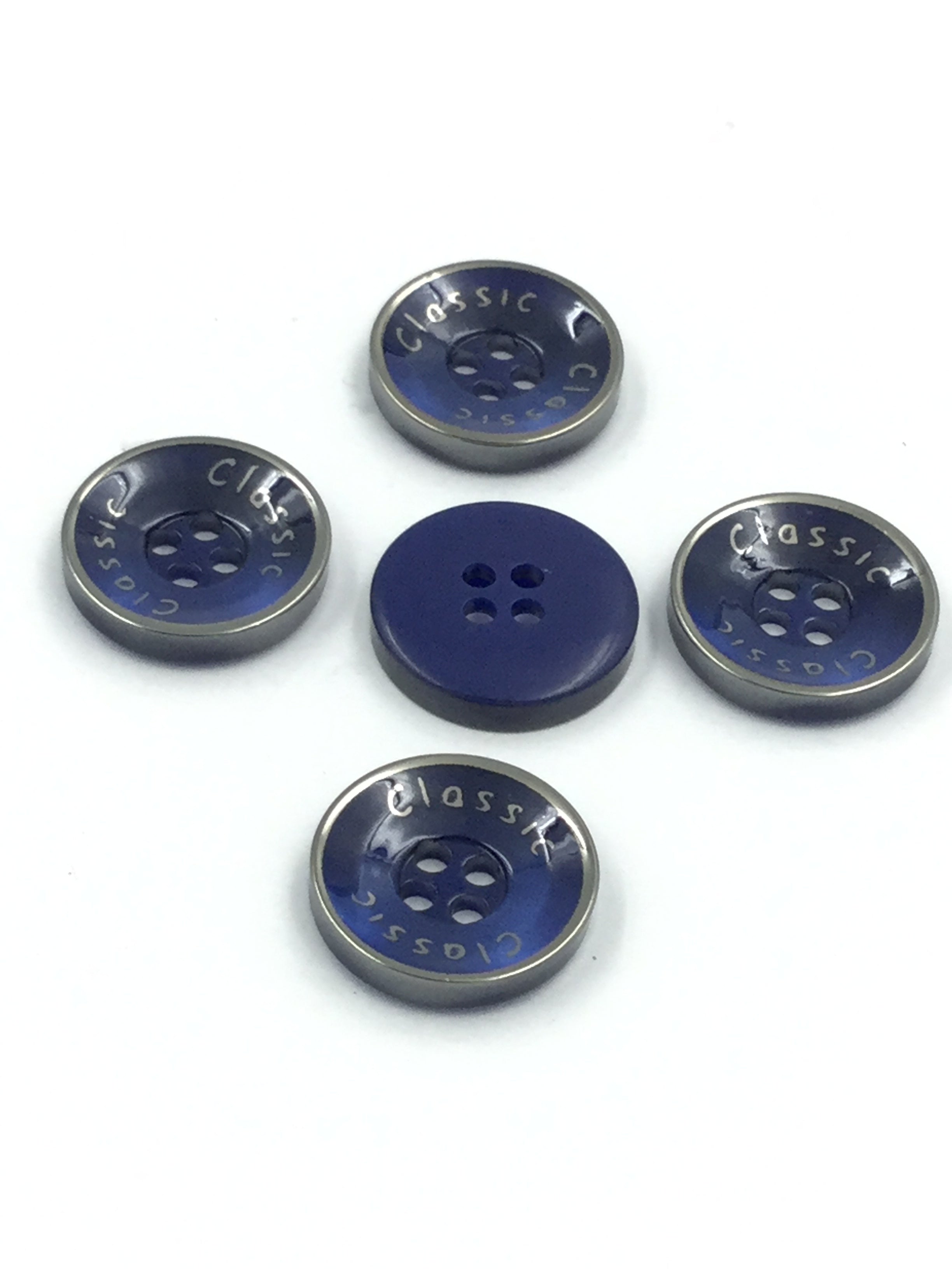 Dark Blue 4-Hole Circular Plastic Shirt Buttons