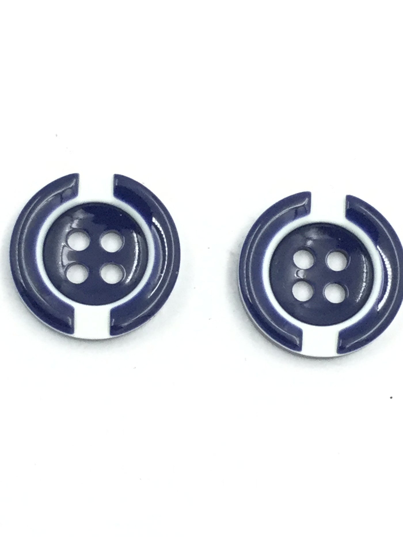 Blue And White 4-Hole Circular Plastic Shirt Buttons