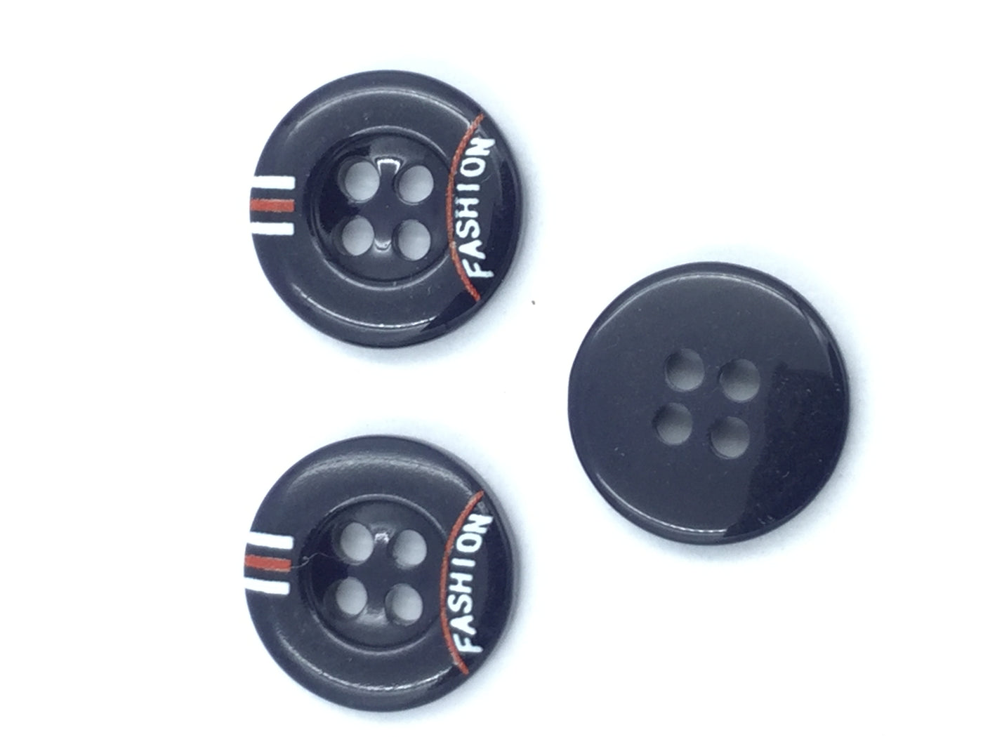 Navy Blue Circular with white and red line 4 hole buttons