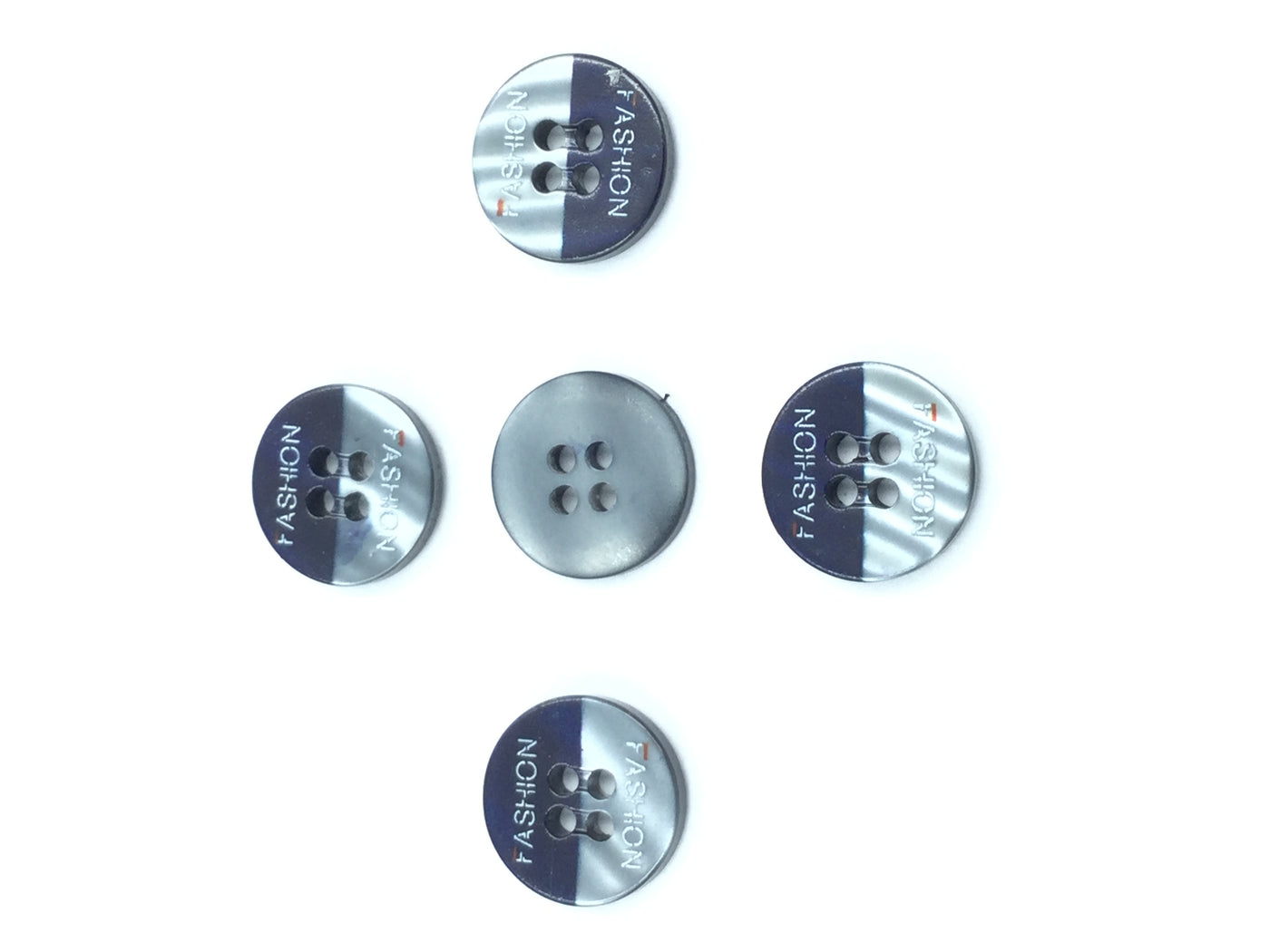 Black And Ash 4-Hole Circular Plastic Shirt Buttons