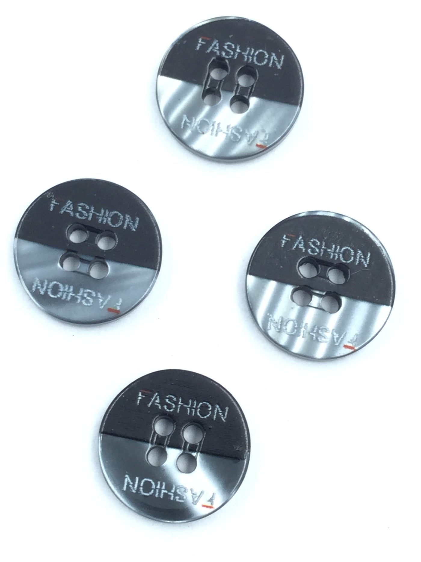 Ash And Black 4-Hole Circular Plastic Shirt Buttons