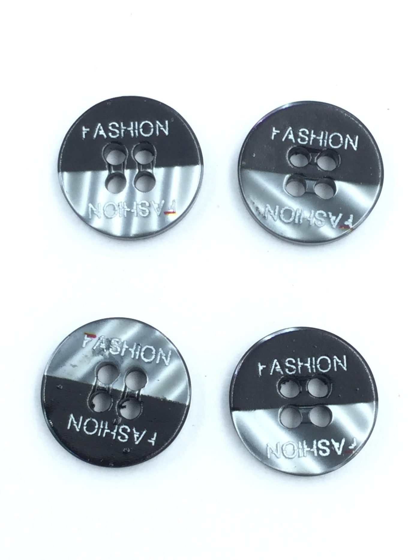 Black And Grey 4-Hole Plastic Shirt Buttons