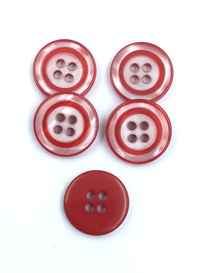 Shiny With Double Red Line  4 Hole Shirt Button