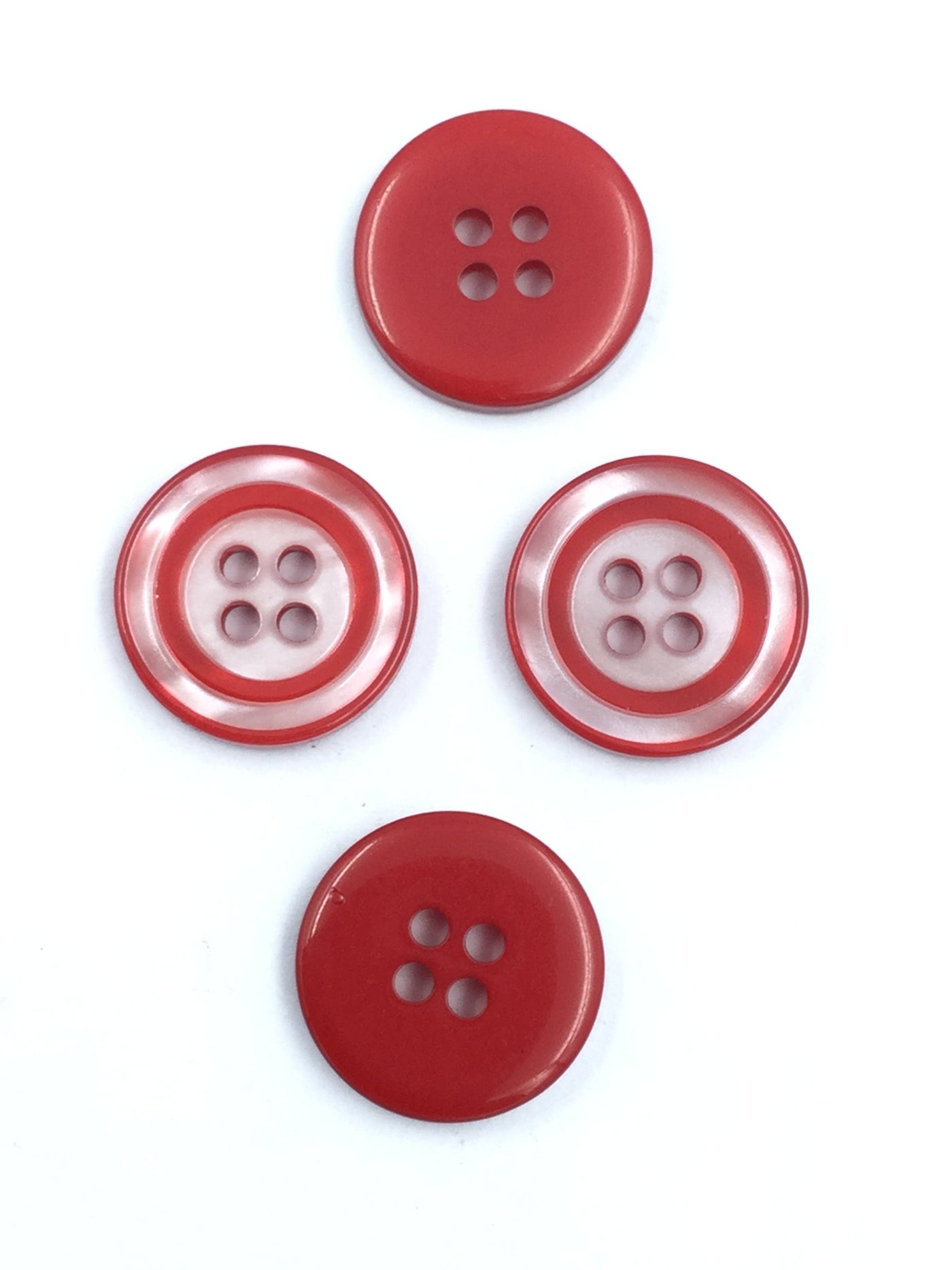 Shiny With Double Red Line  4 Hole Shirt Button