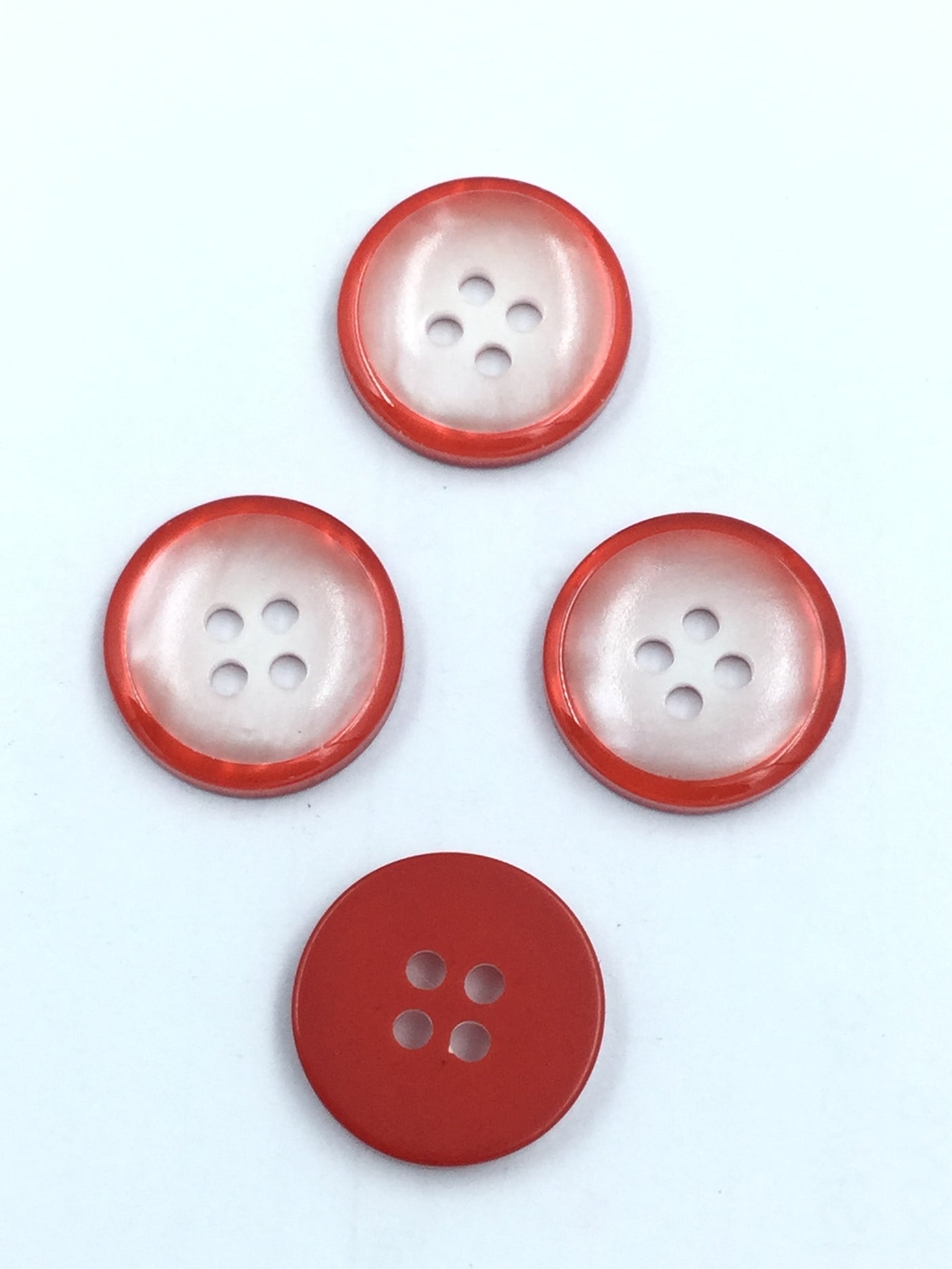 White Shiny 4 hole With Red Shadow Shirt Button