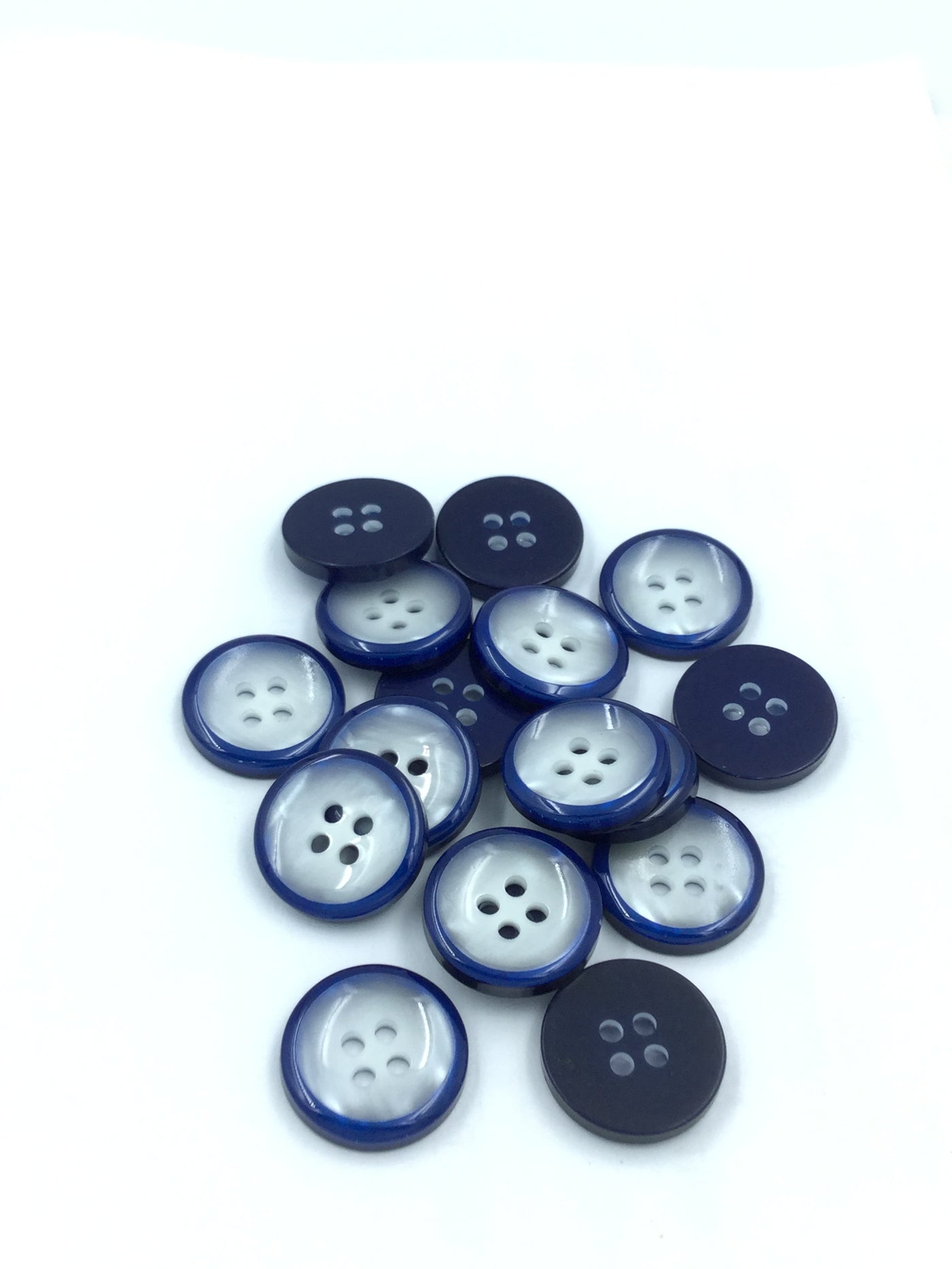 White Shiny With Blue Shadow 4 hole Shirt Button