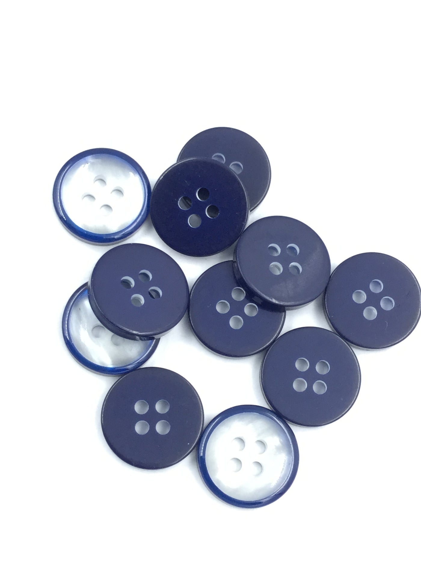 White 4 Hole Shirt Button With Blue Shadow