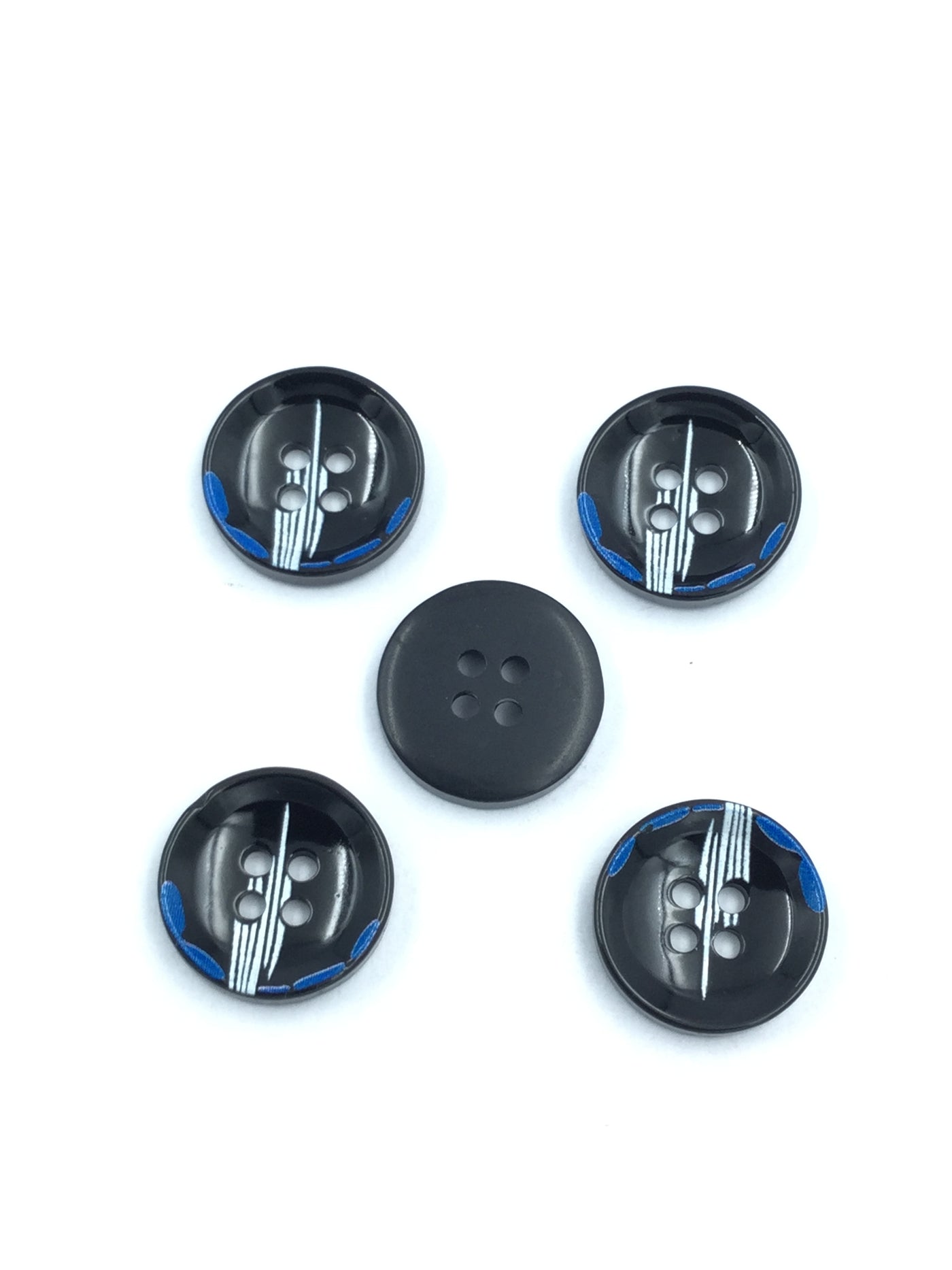 Black With Design Plastic Buttons