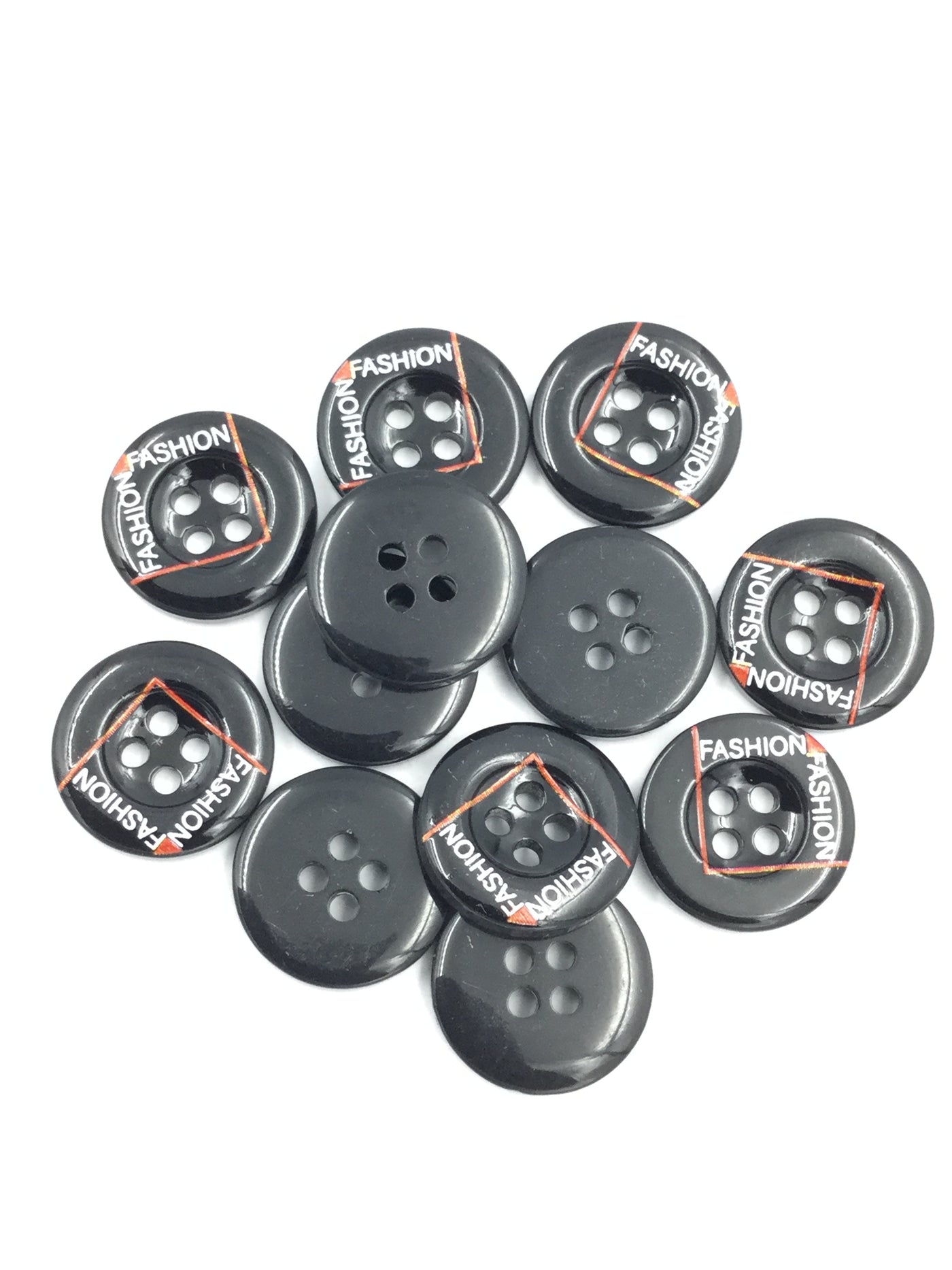 Black 4 Hole Plastic Round Unique Buttons