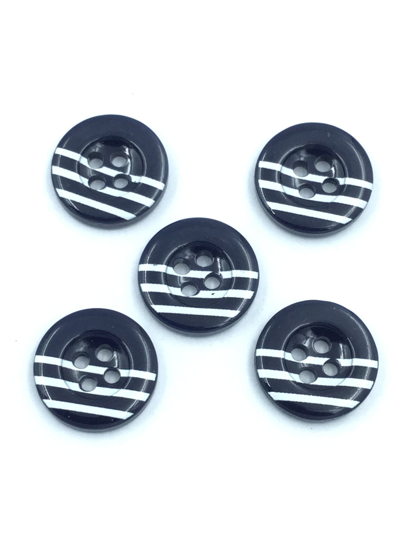 Black Circular Button With White Line 4 Hole Button