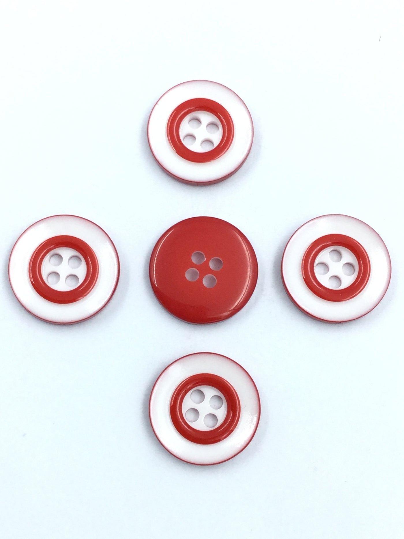 Red And White  Hole Plastic Buttons