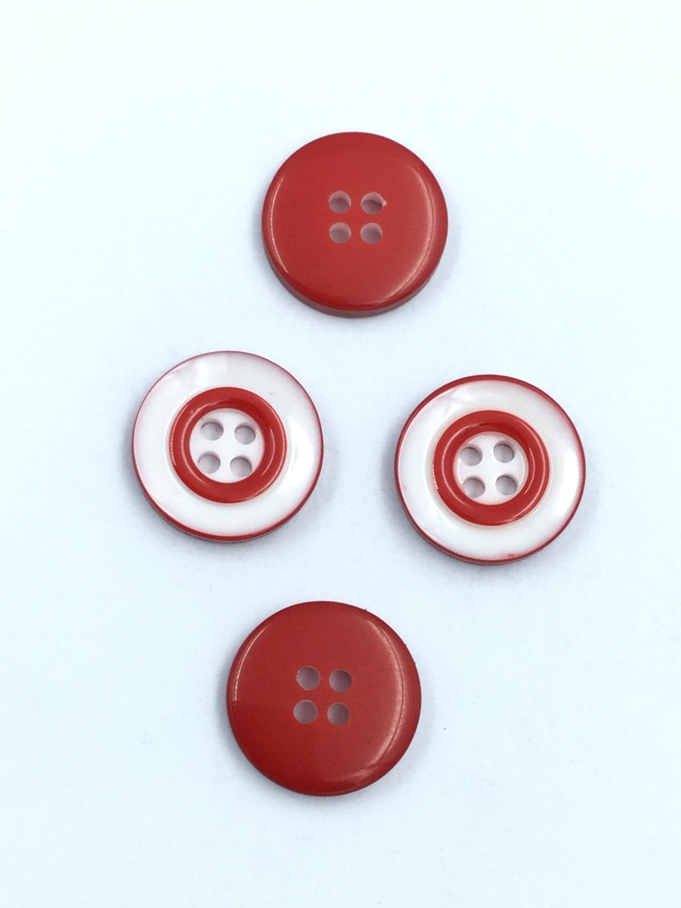 Red & White 4 hole Plastic Buttons