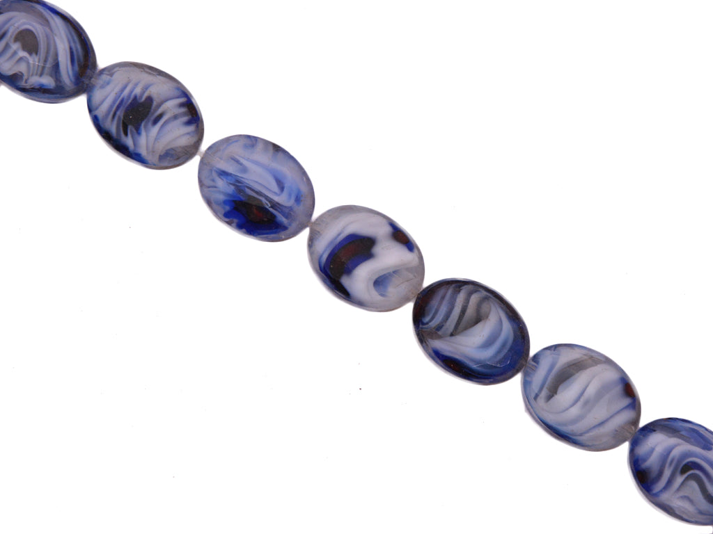 White Dark Blue Double Tone Designer Glass Beads