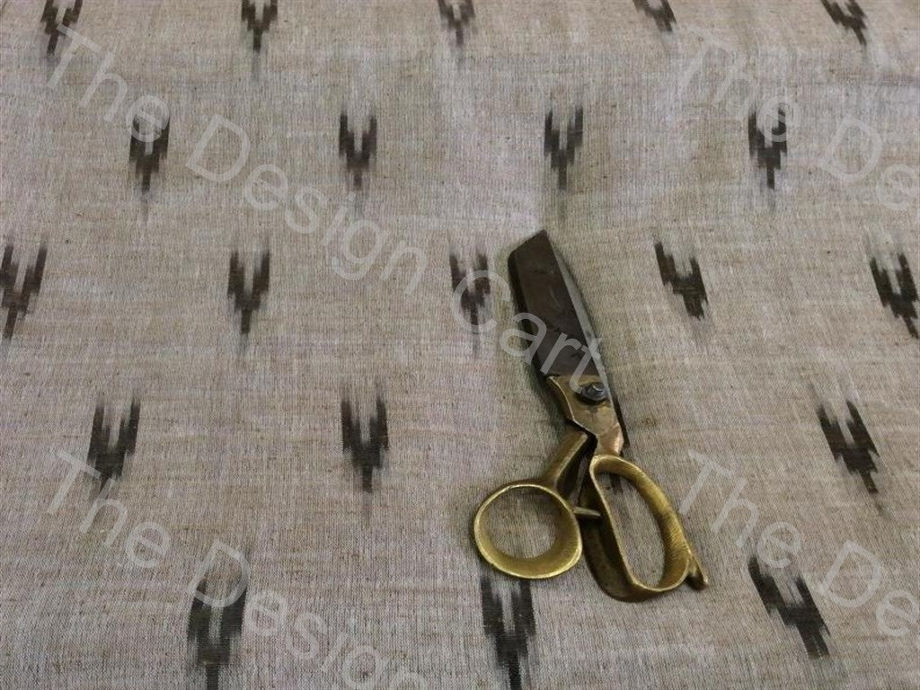 Dull Peach Black Down Arrows Design Cotton Ikat Fabric (615392641058)