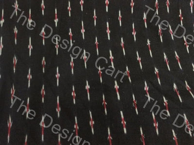 Black Red Big Pixel Flower Design Cotton Ikat Fabric (615391952930)