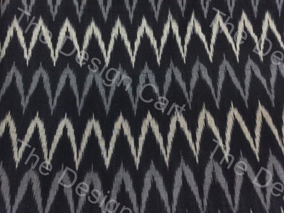 Black Gray Chevron Design Cotton Ikat Fabric (614400294946)
