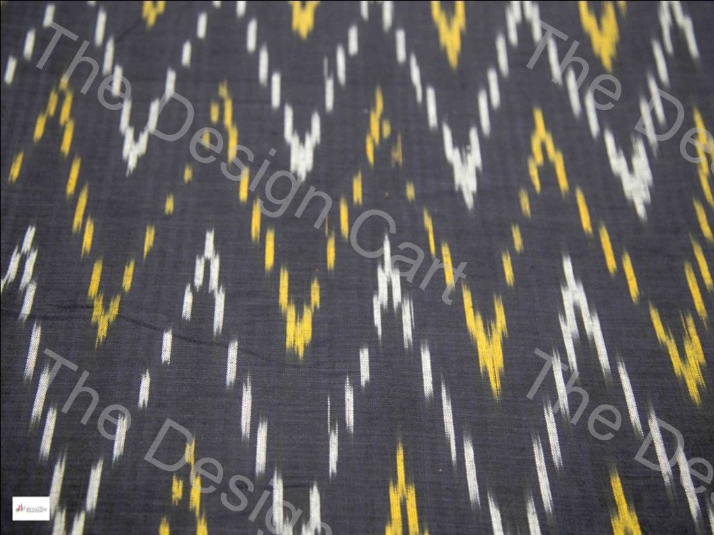 Black Yellow & White Chevron Design Cotton Ikat Fabric (604054880290)